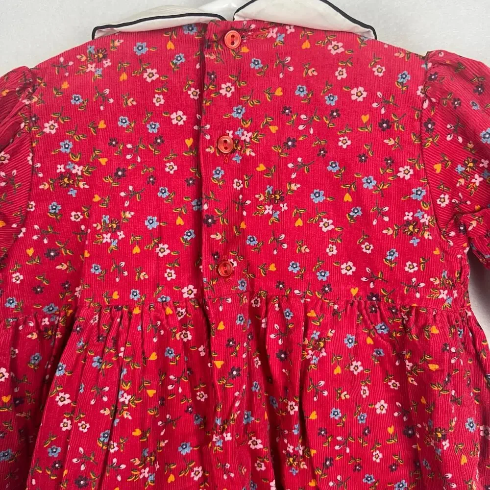 Vintage Carriage Boutiques Smocked Bubble Romper 3M Red Floral Peter Pan Baby